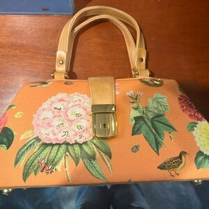 Floral Print Satchel in Orange by [Brand]